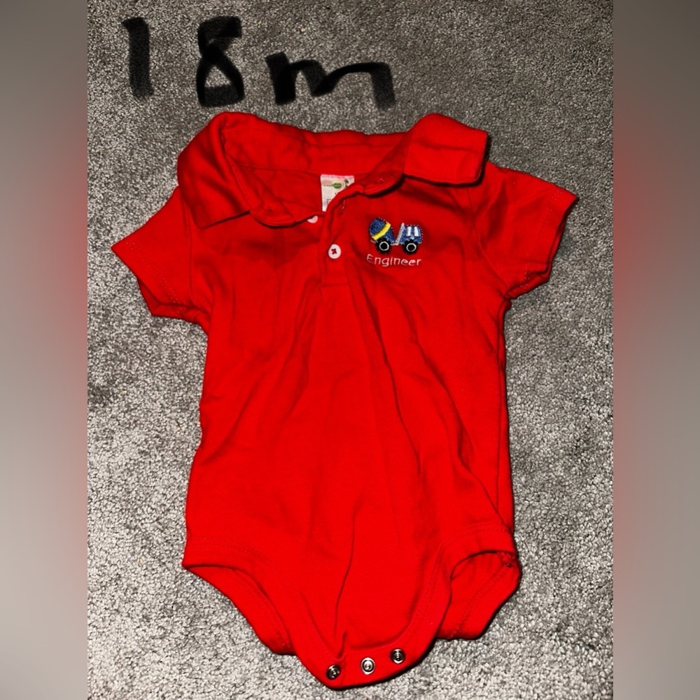18 months Red Baby Onesie with Embroidered Design